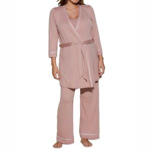 Cosabella 3 Piece Nursing Maternity Pajama Set with Robe NWT Mandorla Moon Pink